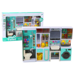 Set för lek Badrum 4-i-1 Dusch Toalett Tvättmaskin Tillbehör