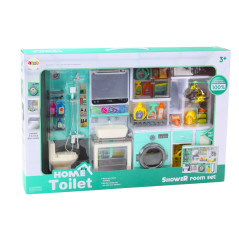 Set för lek Badrum 4-i-1 Dusch Toalett Tvättmaskin Tillbehör