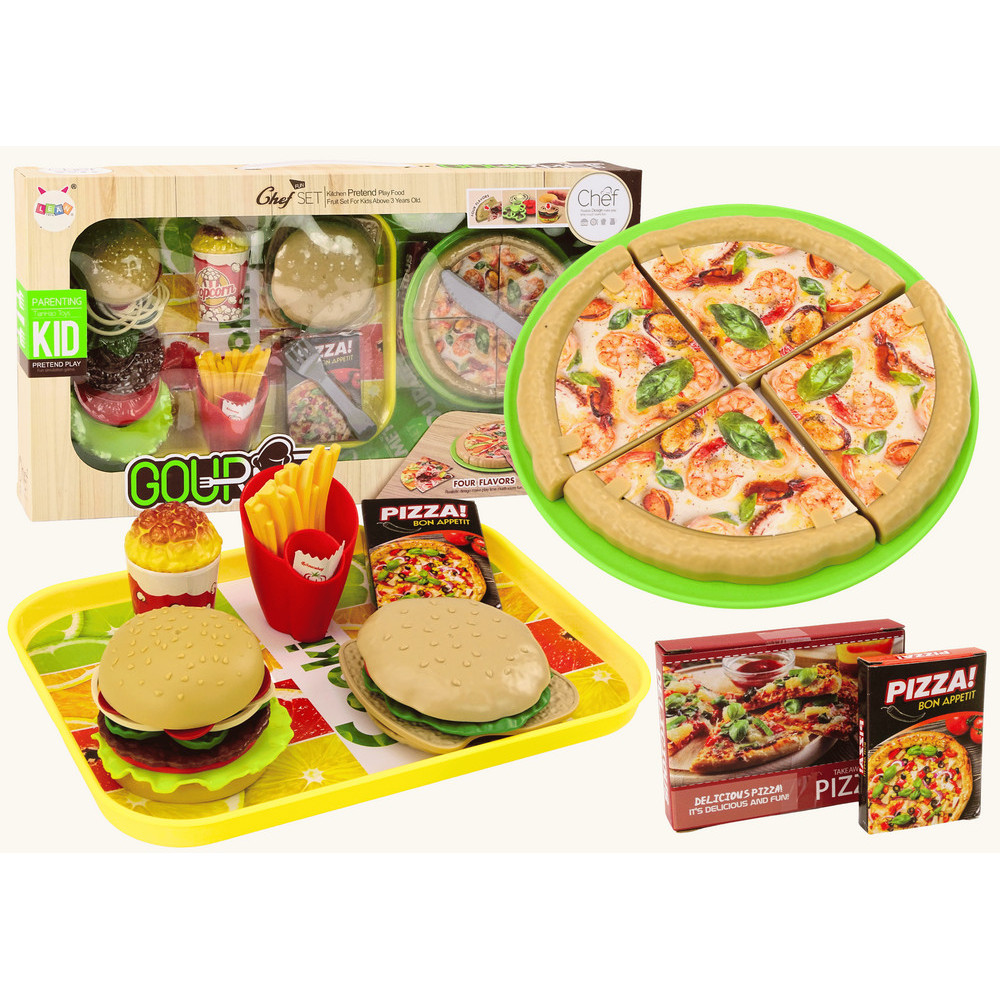 Snabbmatset Pizza Hamburgare Pommes Frites Barn Tillbehör 24 delar.