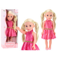 Lalka Różowa Sukienka Kucyki Blond Włosy Duża Laleczka 46cm