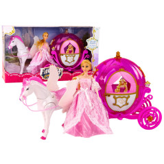 Vagn med häst Dockprinsessa Rosa vagn Pegasus set