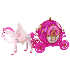 Vagn med häst Dockprinsessa Rosa vagn Pegasus set