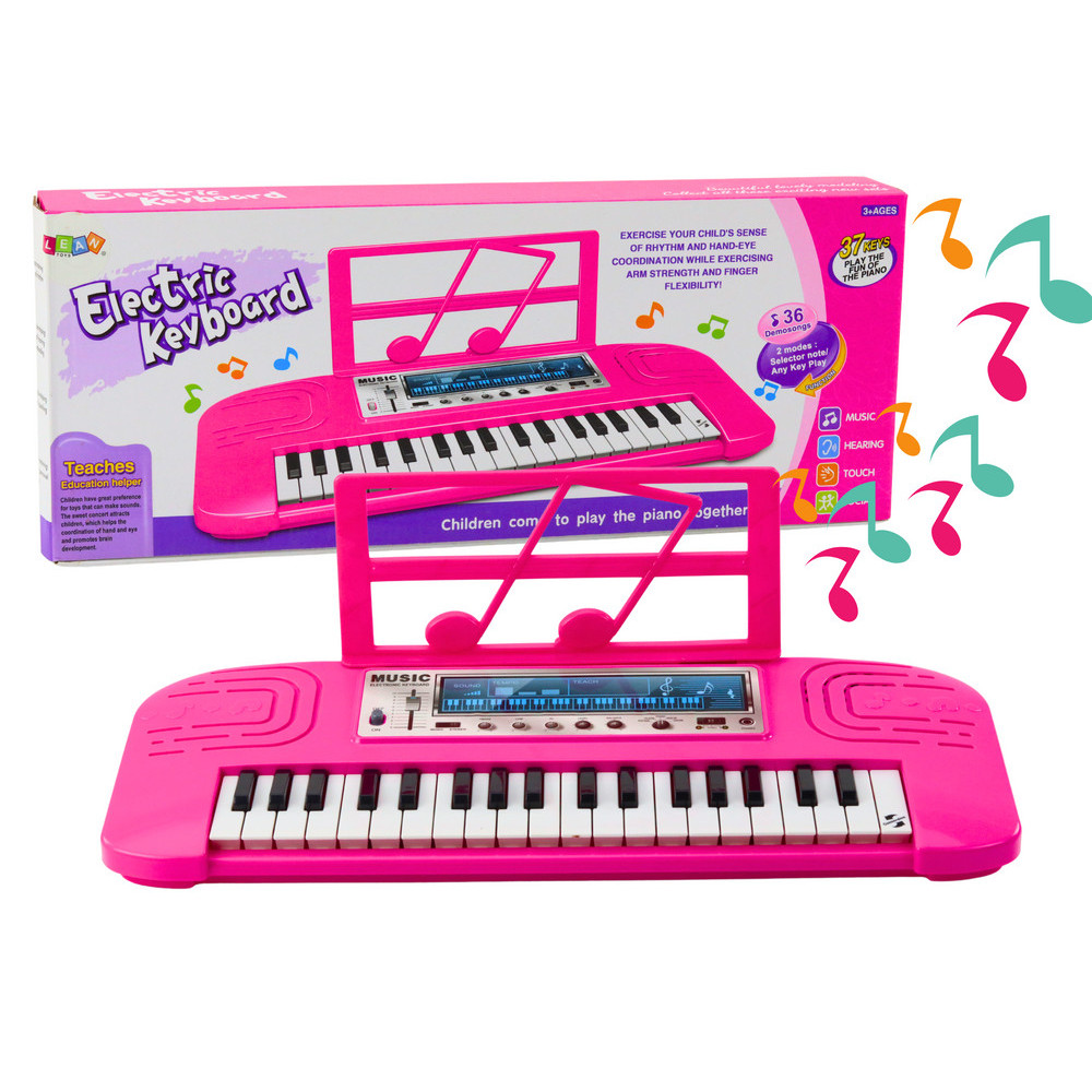 Elektriskt pianino för barn med 36 melodier, rosa.