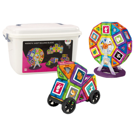 Set med magnetiska klossar i en koffert, kvarnhusbyggnader, 118 delar.