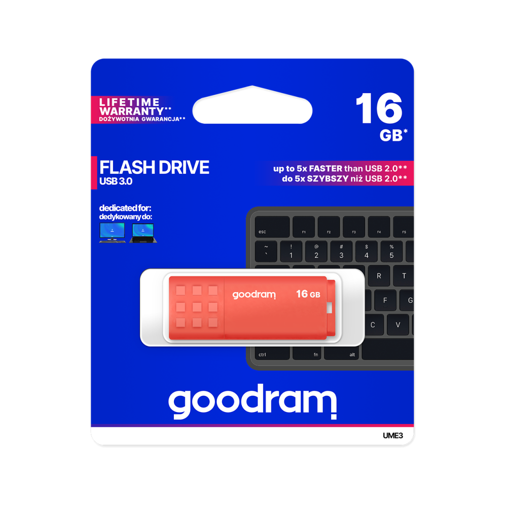Pendrive Goodram USB 3.2 16GB pomarańczowy Pendrive Goodram USB 3.2 16GB pomarańczowy