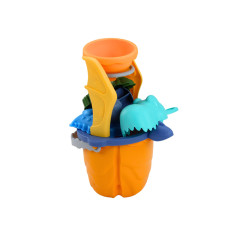 Sandlåda Dinosaurie Set Sil Tratt Kvarn Formar Spade 7 delar.