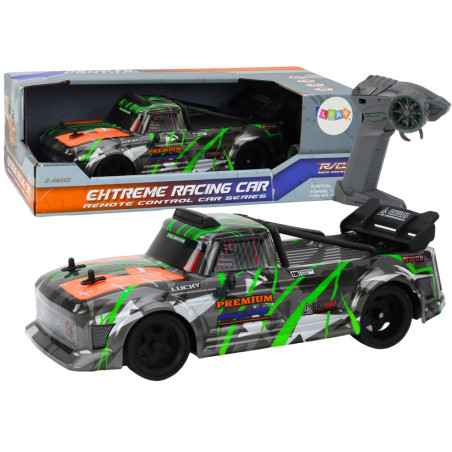 Fjärrstyrd bil RC 1:16 med gummihjul för drift, grågrön.