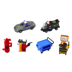 Hopfällbart garage set i resväska Polis ljus och ljud