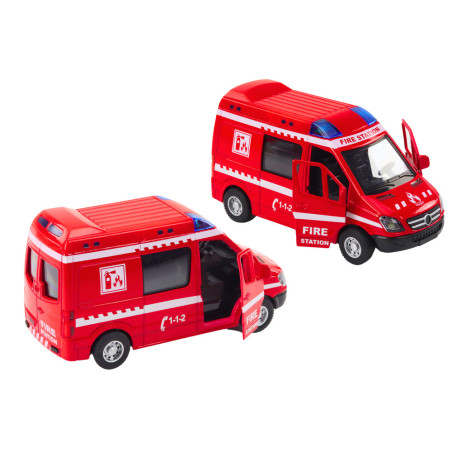Brandbil 132 Öppningsbara Dörrar Ljus Ljud Drift Röd