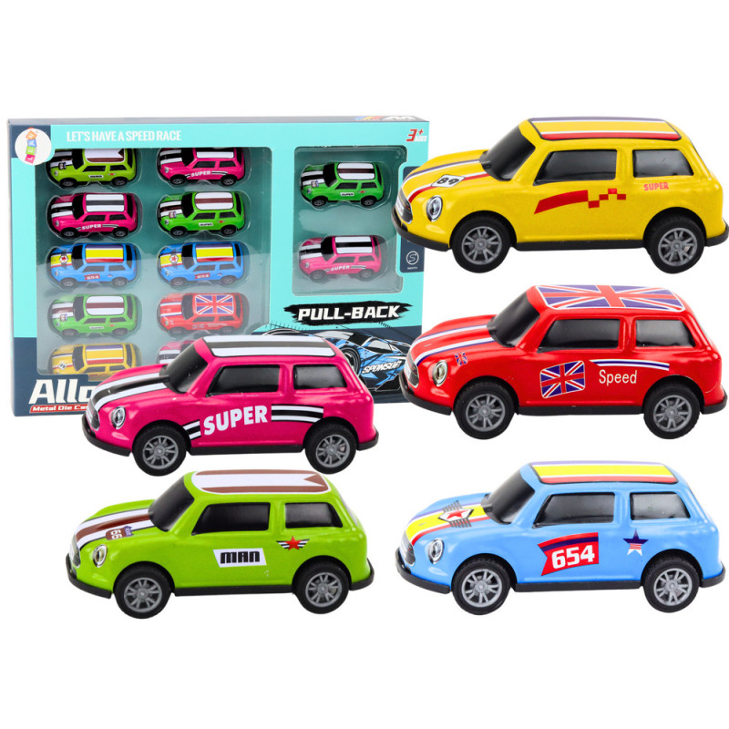 Set med Färgglada Drivna Bilar och Lastbilar 12 stycken