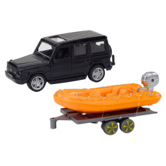 Terrängbil Svart med släpvagn Orange