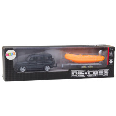 Terrängbil Svart med släpvagn Orange