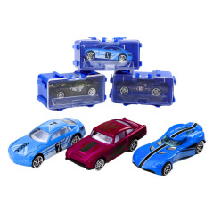 Set av metallbilar i resväska, 16 stycken.