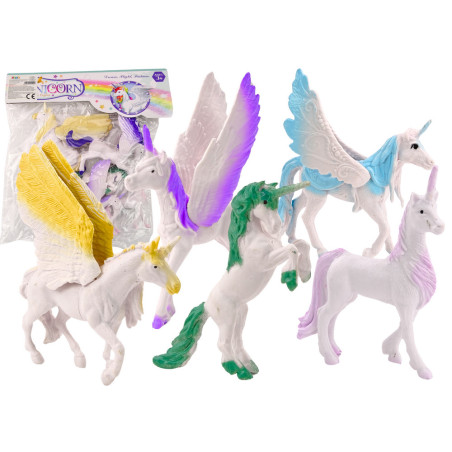 Set av figurer Enhörning Pegasus Vit Vingar Magiska 6 st. | HandlaSmidigt.se