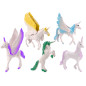 Set av figurer Enhörning Pegasus Vit Vingar Magiska 6 st.