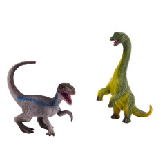 Set av dinosauriefigurer Brachiosaurus Velociraptor 2 st