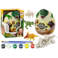 Jajo Z Dinozaurami Do Malowania Farbki Pędzelki  DIY Zielony
