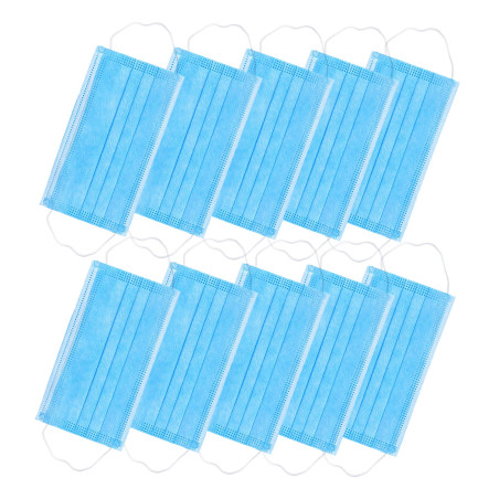 Medicinska masker CE EN 14683:2019 - set - blå färg 10 stycken Promedix PR-280 BFE 98%