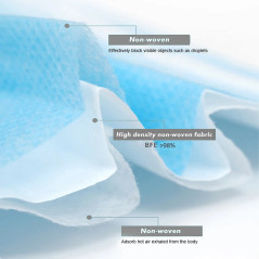 Medicinska masker CE EN 14683:2019 - set - blå färg 10 stycken Promedix PR-280 BFE 98%