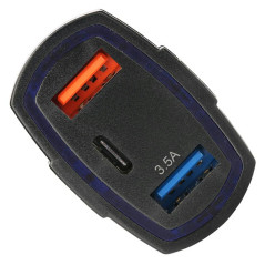 PLS34E Snabbladdare för bil qc 3.0 typ-c 2xusb