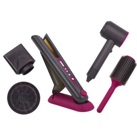 Hårstylingset: Hårtork, plattång, borste, utbytbara toppar