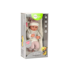 Docka Bebis Tröja Mössa Randig Napp Rosa