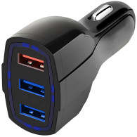 PLS34F Snabbladdare för bil qc 3.0 3xusb svart