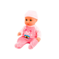 Dockan Bobas i rosa pyjamas kissande flaska napp ljud