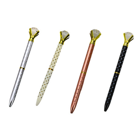 Kulspetspenna med diamant i blå prickar, bläckpatron 0,7 mm, mix.