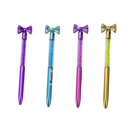 Pennan med diamanter och blå rosett, 0,7 mm bläck, mixad