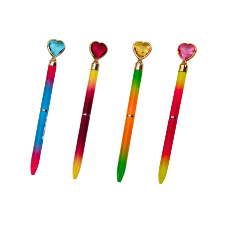 Kulspetspenna med diamant hjärta blått bläck 0,7 mm mix