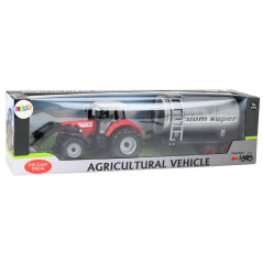 Jordbruks traktor grävskopa med tank röd