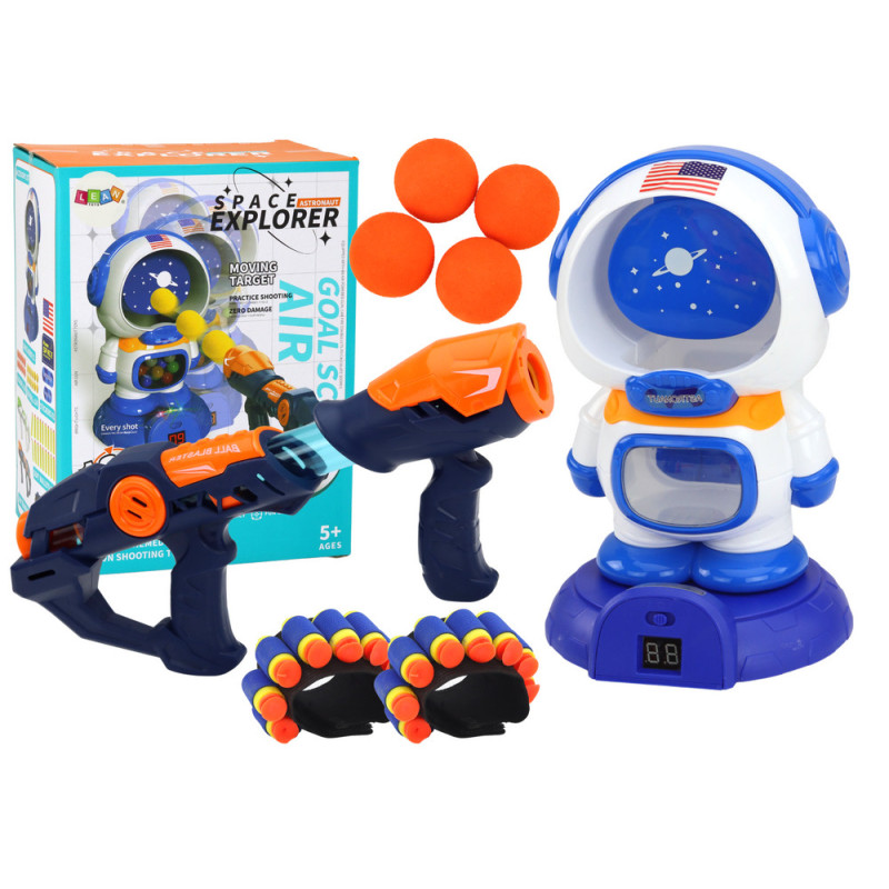 Skicklighetsspel Skjuta Astronaut 2 Pistoler Kulor Pilar