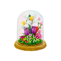 Set av blommor i en glasmonter 487 delar
