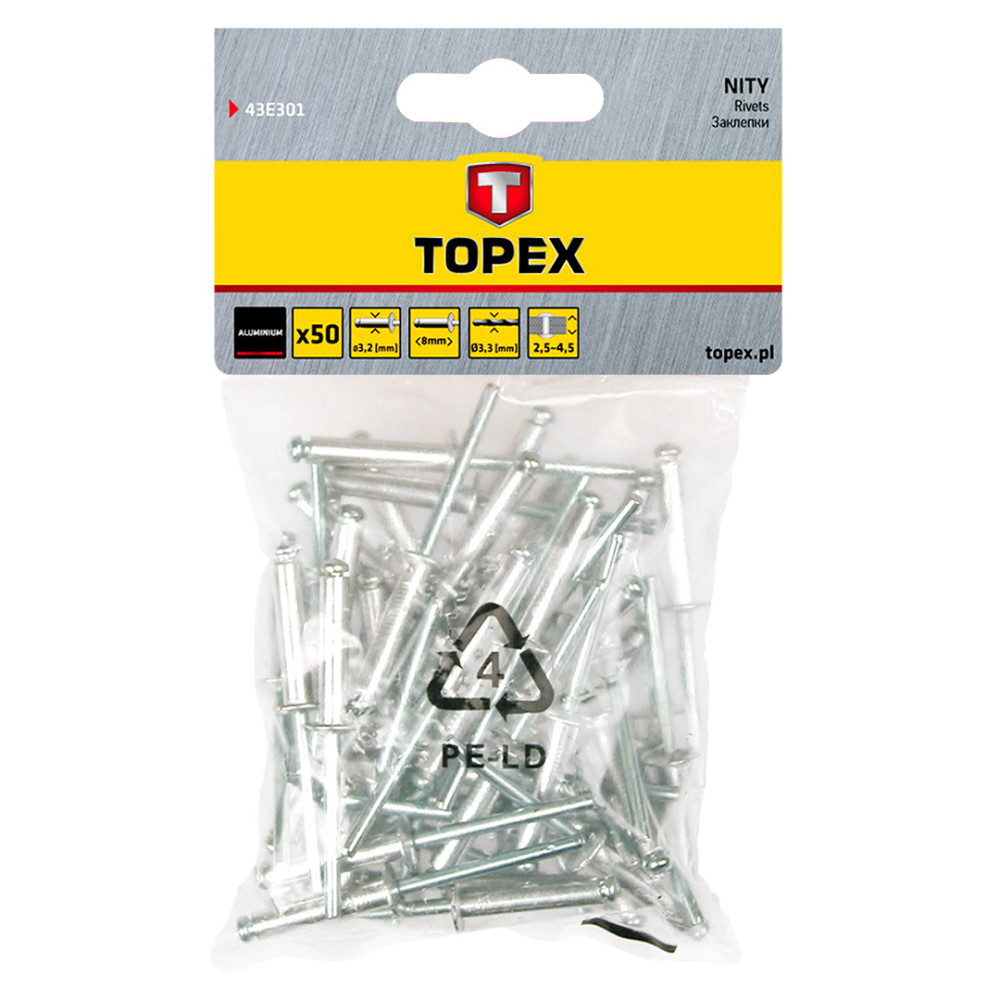 Aluminiumnitar 3,2 x 8 mm, 50 st.