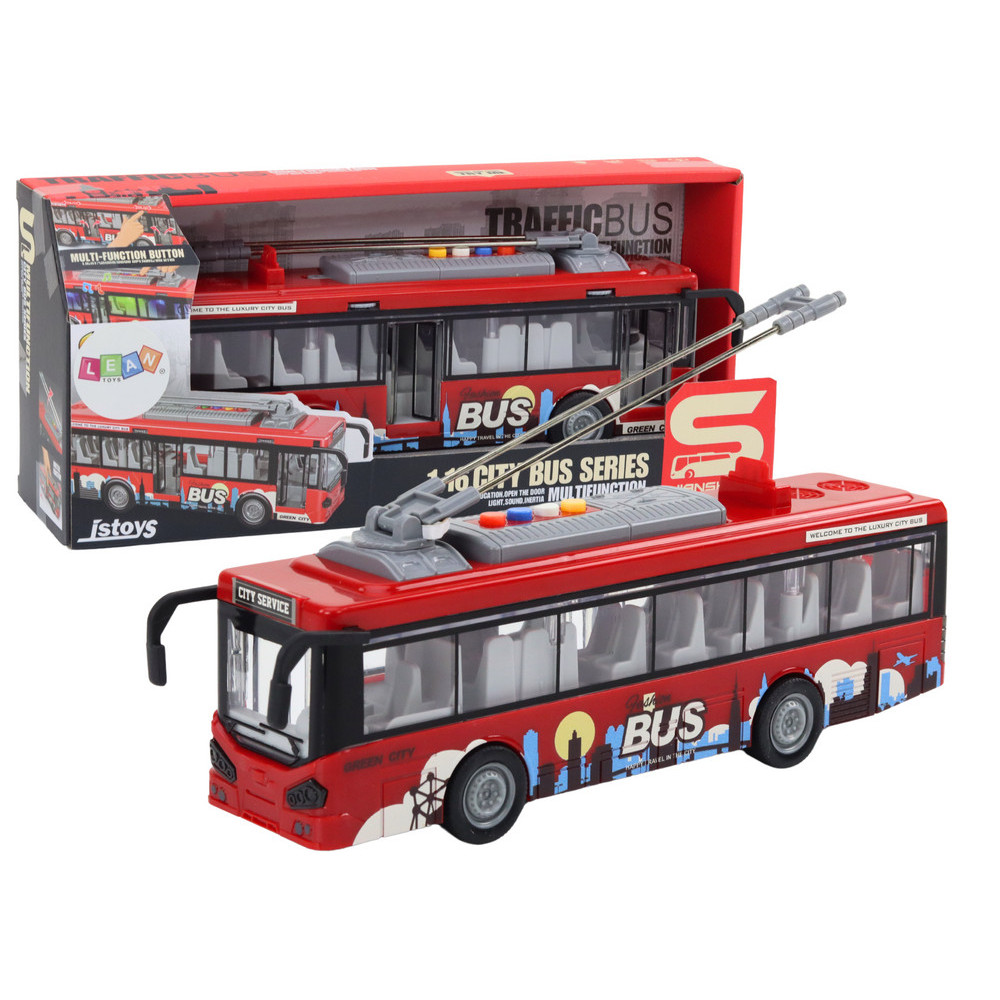 Trolleybuss Buss 116 Ljus Ljud Drift Röd
