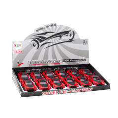 Bil Sportbil 132 med friktionsdrift i metall, röd.