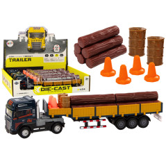 Lastbil med trä Blå Trailer 124 Balar Ljusljud