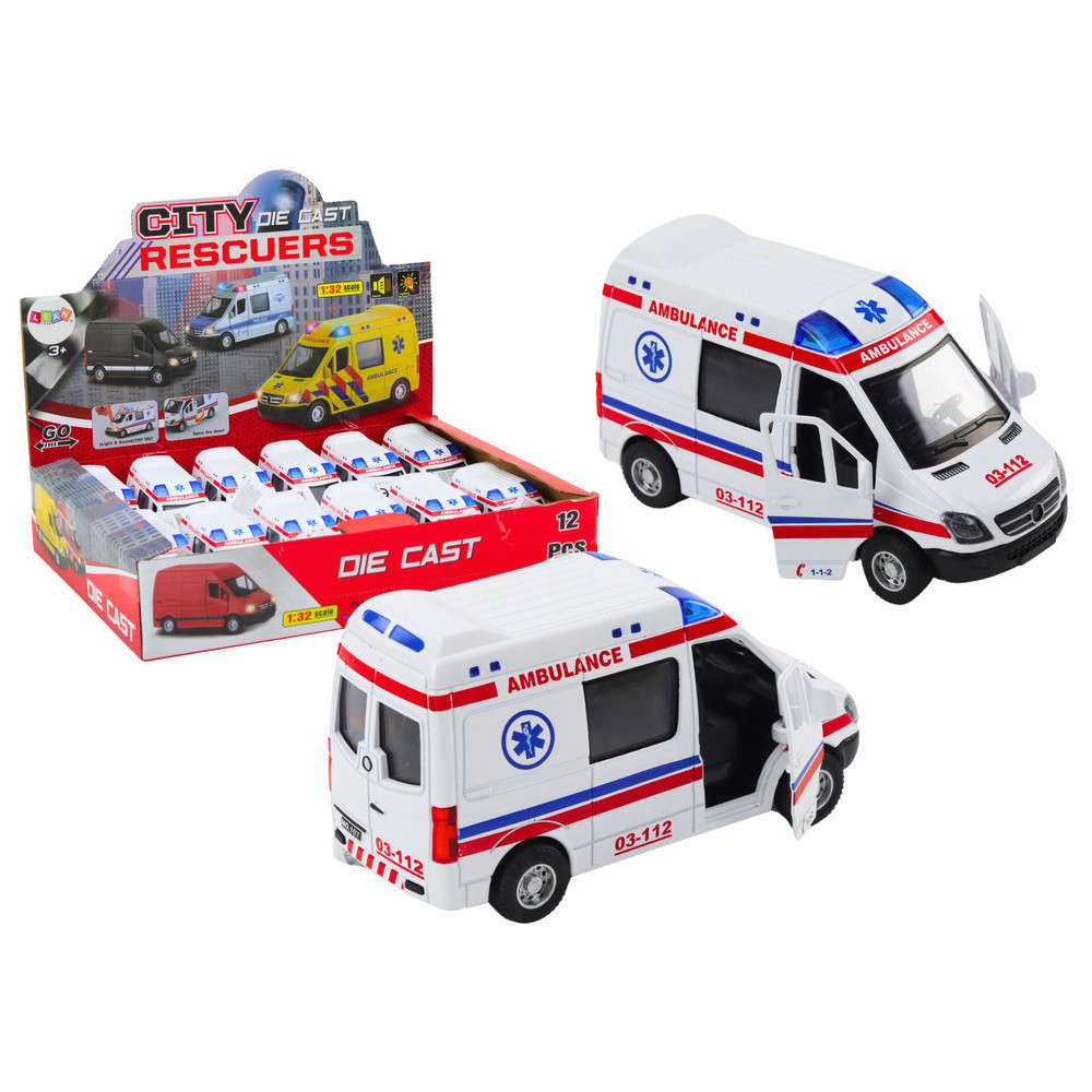 Ambulans Ambulans 132 Öppna Dörrar Ljus Ljud Drift Vit