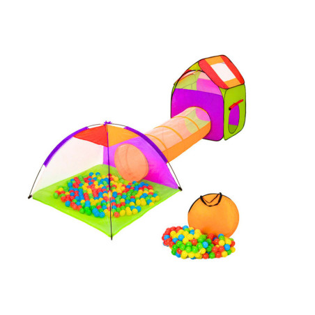 Lekplats 3 i 1 Hus Tält Tunnel Bollar Färgglad