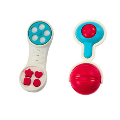 Set med leksaker, skallror, tugg leksaker, djur 8 stycken