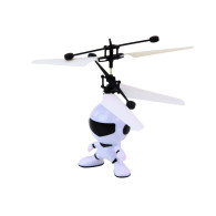 Flygande astronaut styrd handdriven drönare helikopter vit
