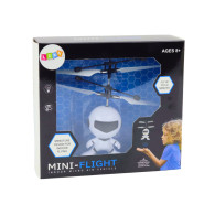Flygande astronaut styrd handdriven drönare helikopter vit