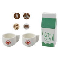 Trä Espresso Kaffe Set Vitvaror Koppar Mjölk