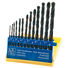 Borrsatser för metall HSS, 2,0-8,0 mm, 13 delar.
