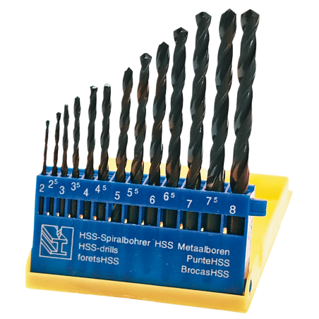 Borrsatser för metall HSS, 2,0-8,0 mm, 13 delar.