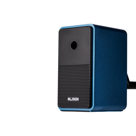 Slipmaskin med behållare och bladjustering, blå.