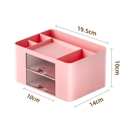 Organisatör för skrivbordsförvaring, lådor, rosa