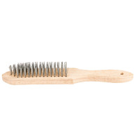 Stålborste med 6 rader, trähandtag