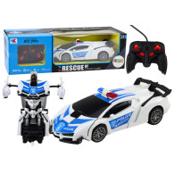 Bil RC-polisbil 2 i 1 Bilrobot Ljud Ljus